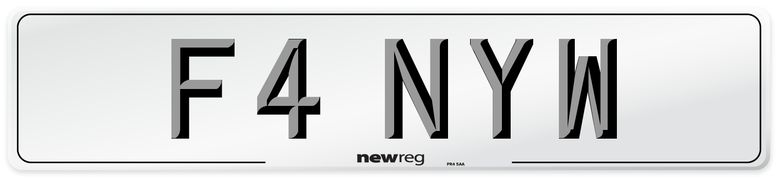 F4 NYW Number Plate from New Reg